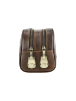 Trousse de toilette en cuir avec cadenas de sécurité anti vol à chiffres deux compartiments et pochettes brown leather bag 1