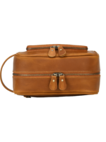Trousse de toilette en cuir avec compartiments et pochettes en cuir brun matériau de haute qualité zip double fonctionnel urgent Trousse de toilette en cuir avec compartiments et pochettes en cuir brun matériau de haute qualité zip double fonctionnel urgent
