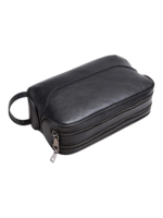 Trousse de toilette en cuir double compartiment pochettes interieures tannage vegetal cuir noir materiau haute qualite 1.png