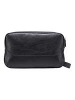 Trousse de toilette en cuir double compartiment pochettes interieures tannage vegetal noir pour hommes femmes 1.png