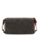 Trousse de toilette homme tissu empiecement cuir avec compartiments style brut couleur grise texture brute compagnon de voyage 1.png