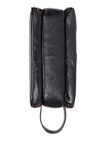 Trousse de toilette triple compartiment en cuir noir et rouge avec pochettes et elastiques pour lavage et organisateur 1.png