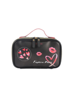 Trousse vanity cosmetique maquillage femme avec compartiment pinceaux design fashion noir accents roses hip hop elegant 1.png