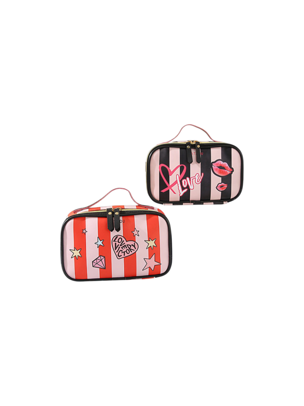 Trousse vanity cosmetique maquillage femme avec compartiment pinceaux rouge et noir motif lips etoiles 1.png