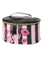 Vanity femme cosmetique maquillage simple fashion rose trousse a maquillage avec bouche rose et rayures noires 1.png