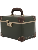 Mallette de maquillage portable en cuir avec miroir couverture rigide et poignée durable vintage green 152x102x85 mm