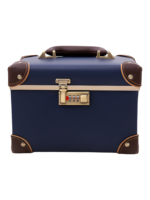 Mallette de maquillage vanity coiffeuse portable avec miroir en cuir navy avec fermeture à code compacte élégante Mallette de maquillage vanity coiffeuse portable avec miroir en cuir navy avec fermeture à code compacte élégante