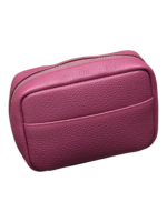 Petite trousse maquillage toilette en cuir véritable couleur rose compacte en véritable cuir souple pour femmes Petite trousse maquillage toilette en cuir véritable couleur rose compacte en véritable cuir souple pour femmes