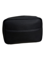 Petite trousse maquillage toilette en cuir véritable noir élégante et pratique pour beauté voyage organisation