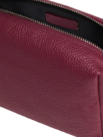 Petite trousse maquillage toilette femme imitation cuir couleur bordeaux matériau simili cuir fermeture éclair pratique pour femme
