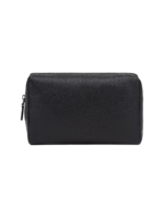 Petite trousse maquillage toilette femme imitation cuir noir mat compacte pratique pour voyages et rangement