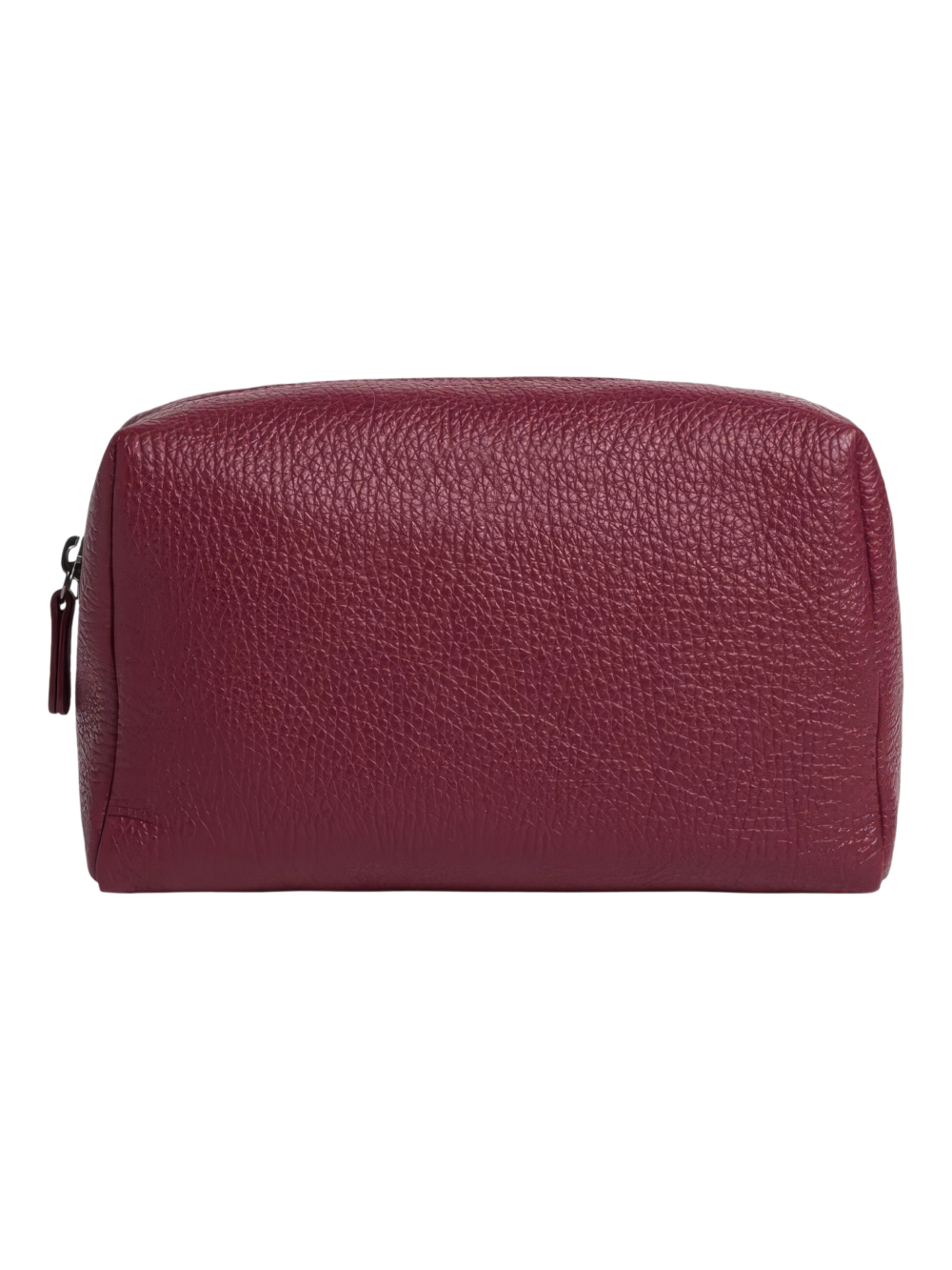 Petite trousse maquillage toilette femme imitation cuir rouge texturé zippée pour femme en voyage à emporter
