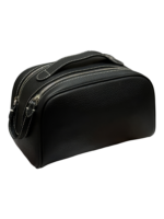 Trousse de maquillage toilette femme en cuir cuir noir zipper design sophistiqué pour voyage et usage quotidien Trousse de maquillage toilette femme en cuir cuir noir zipper design sophistiqué pour voyage et usage quotidien