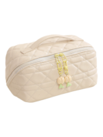 Trousse de toilette maquillage beige plusieurs compartiments pochettes pour accessoires maquillage et cosmétiques