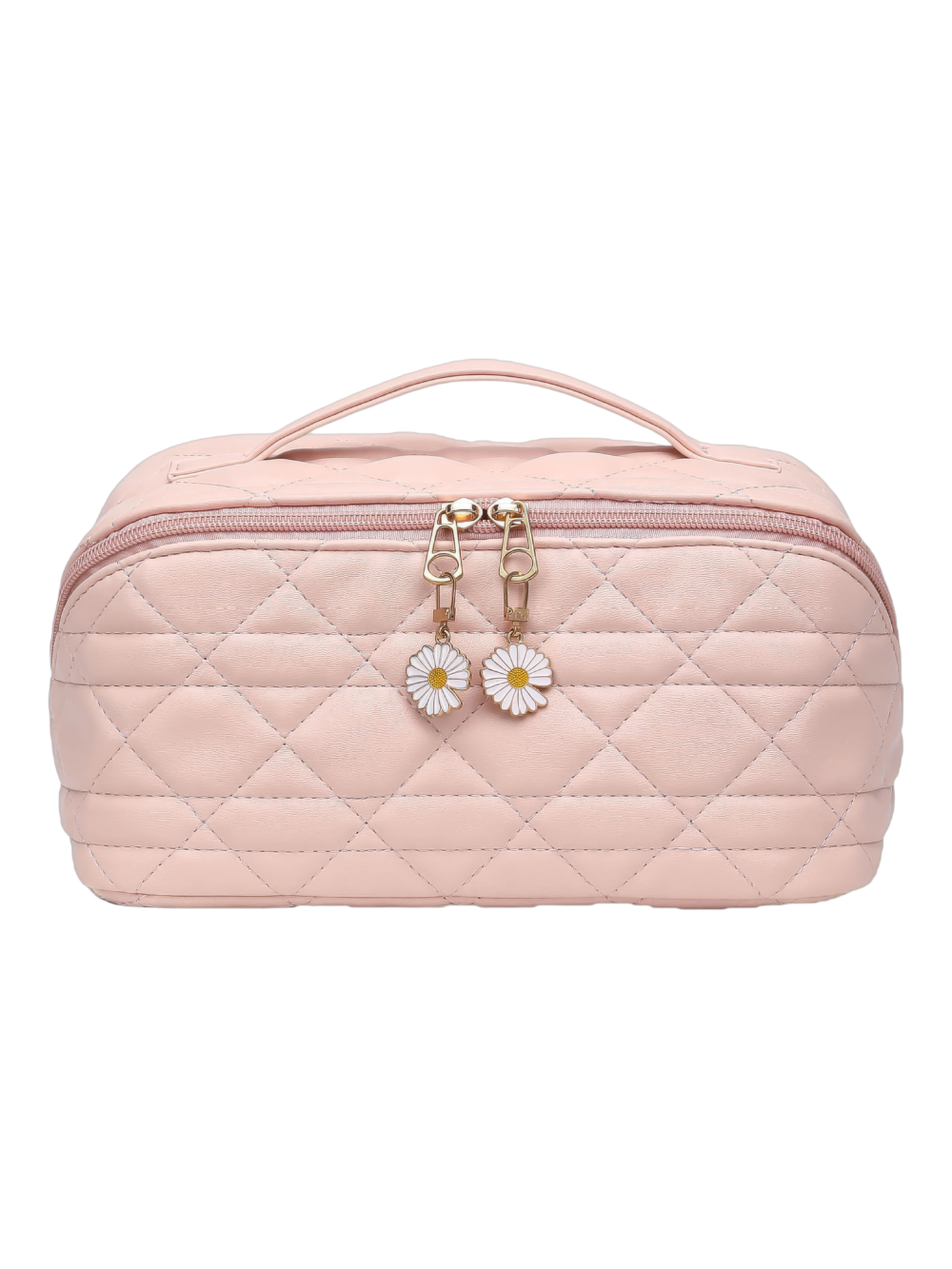 Trousse de toilette maquillage rose avec plusieurs compartiments et pochettes pour un rangement pratique ornée de fleurs Trousse de toilette maquillage rose avec plusieurs compartiments et pochettes pour un rangement pratique ornée de fleurs