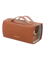 Trousse maquillage pliable et transparente pratique avec plusieurs compartiments détachables à clipser déclipser en cuir brun soutenu pour voyage Trousse maquillage pliable et transparente pratique avec plusieurs compartiments détachables à clipser déclipser en cuir brun soutenu pour voyage