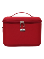 Vanity rigide pour rangement de maquillage et accessoires femme couleur rouge avec fermeture éclair et poignée pratique