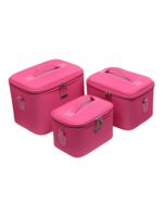 Vanity rigide pour rangement de maquillage et accessoires femme en pink ensemble de trois boîtes compactes pratiques Vanity rigide pour rangement de maquillage et accessoires femme en pink ensemble de trois boîtes compactes pratiques