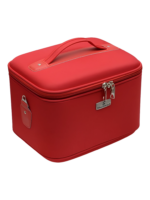 Vanity rigide pour rangement de maquillage et accessoires femme en similicuir rouge pratique et elegant avec poignee Vanity rigide pour rangement de maquillage et accessoires femme en similicuir rouge pratique et elegant avec poignee