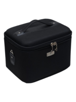 Vanity rigide pour rangement de maquillage et accessoires femme noire compacte pour femme avec anse et fermeture éclair Vanity rigide pour rangement de maquillage et accessoires femme noire compacte pour femme avec anse et fermeture éclair