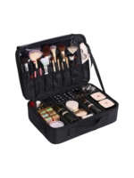 Mallette de maquillage professionnelle de transport pour déplacement quotidien compatible valise avec brosses de maquillage et accessoires
