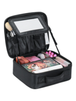 Mallette de maquillage professionnelle mini avec miroir et rangements modulables variation noir Mallette de maquillage professionnelle mini avec miroir et rangements modulables variation noir