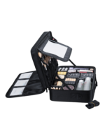 Mallette de maquillage professionnelle xl avec miroir et rangements modulables variation noir
