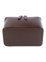 Petit vanity trousse de maquillage en cuir véritable brun élégant pour femmes avec zip design chic et pratique