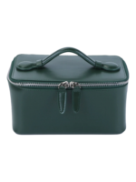Petit vanity trousse de maquillage en cuir véritable couleur douce format moyen zippé pratique pour voyage avec poignée