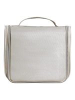 Trousse de toilette homme compacte pliable à suspendre avec multiple compartiments en tissu gris avec poignée pratique