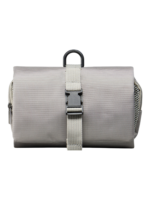 Trousse de toilette homme compacte pliable à suspendre avec multiple compartiments en tissu résistant couleur grise avec bretelle