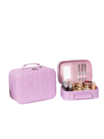 Vanity case rigide pour le maquillage avec perles motif nid d abeille couleur rose et structuré en matière synthétique PU S