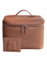Vanity maquillage en cuir artisanal colorée pochettes et compartiments intérieurs avec poignée à fermeture éclair double