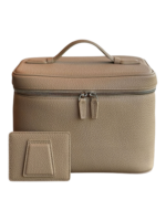 Vanity maquillage en cuir artisanal colorée pochettes et compartiments intérieurs beige élégante pour trousse de maquillage avec poignée Vanity maquillage en cuir artisanal colorée pochettes et compartiments intérieurs beige élégante pour trousse de maquillage avec poignée