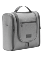 Grande trousse avec crochet à suspendre pratique avec pochettes et compartiments en tissu gris éclair zipper pour rangement organisé