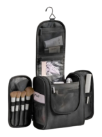 Grande trousse avec crochet à suspendre pratique pochettes et compartiments pour maquillage et accessoires organisation noir