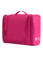 Grande trousse de toilette colorée à suspendre unisexe avec plusieurs pochettes et compartiments en tissu rose fuschia avec zip ergonomique